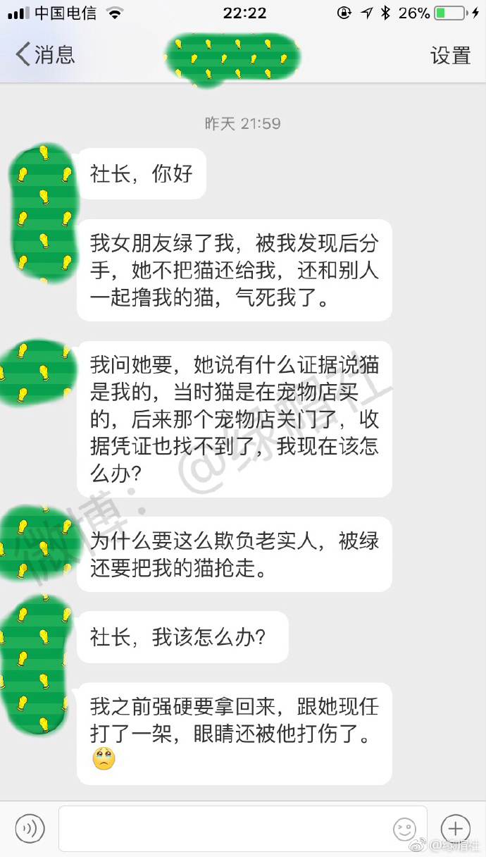 女朋友绿了我，被我发现后分手，她不把猫还给我，还和别人一起撸我的猫