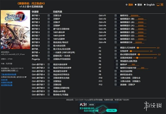 《英雄传说：闪之轨迹4》v1.0.2四十五项修改器风灵月影版电脑版下载