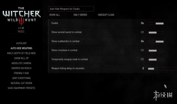 《巫师3次世代版》穿斗篷时自动隐藏武器MOD[v1.8版]电脑版下载