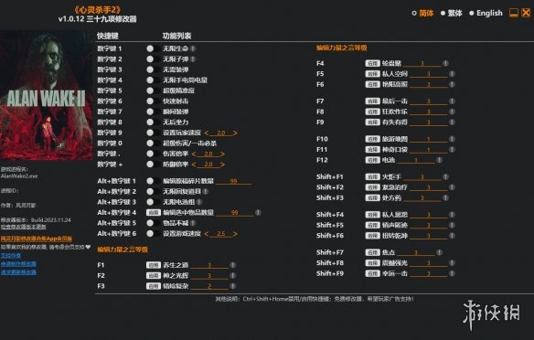 《心灵杀手2》v1.0.12三十九项修改器风灵月影版电脑版下载