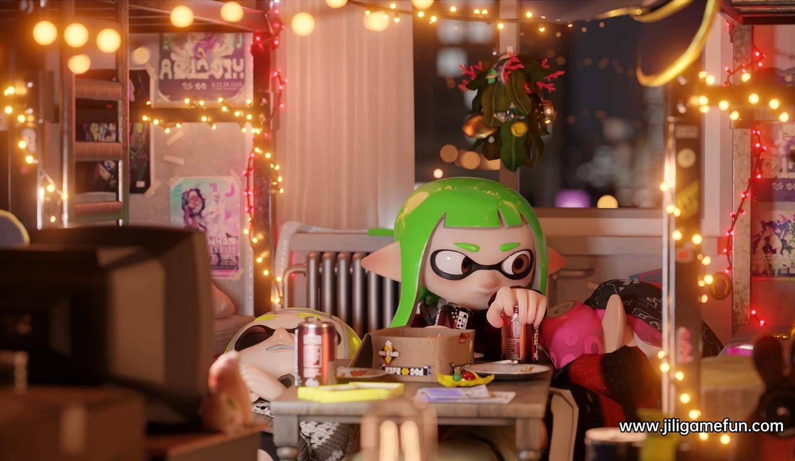 Wallpaper Engine Splatoon夜晚小屋的聚会 动态壁纸电脑版下载